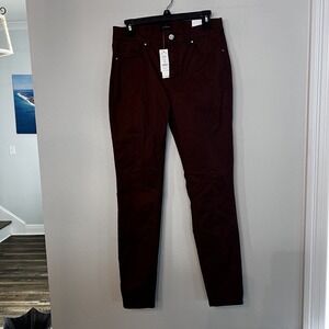 White House Black Market HR Coated Skinny Cognac Pants Size 6R